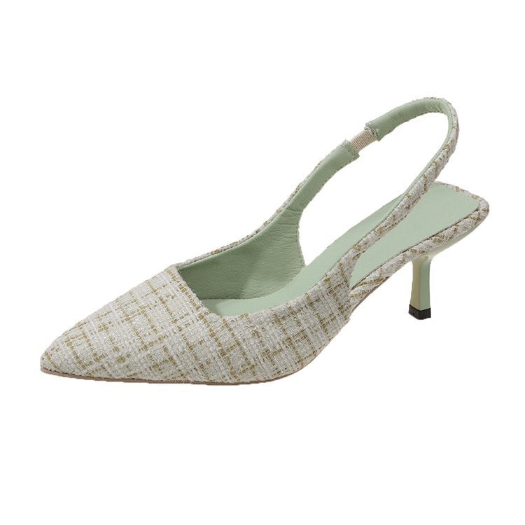 Damen Slingback Pumps Hochhackig Stoffmix Elegant