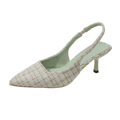 Damen Slingback Pumps Hochhackig Stoffmix Elegant