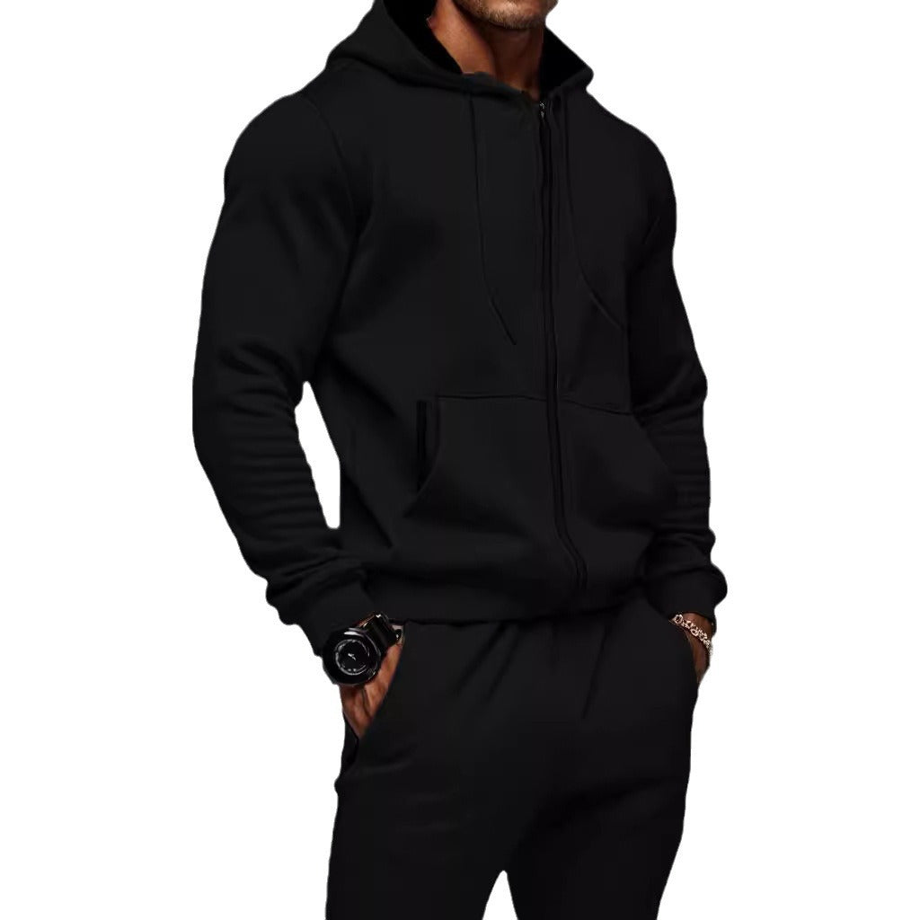 Herren Trainingsanzug Sportlich Kapuze Reißverschluss Jogginganzug