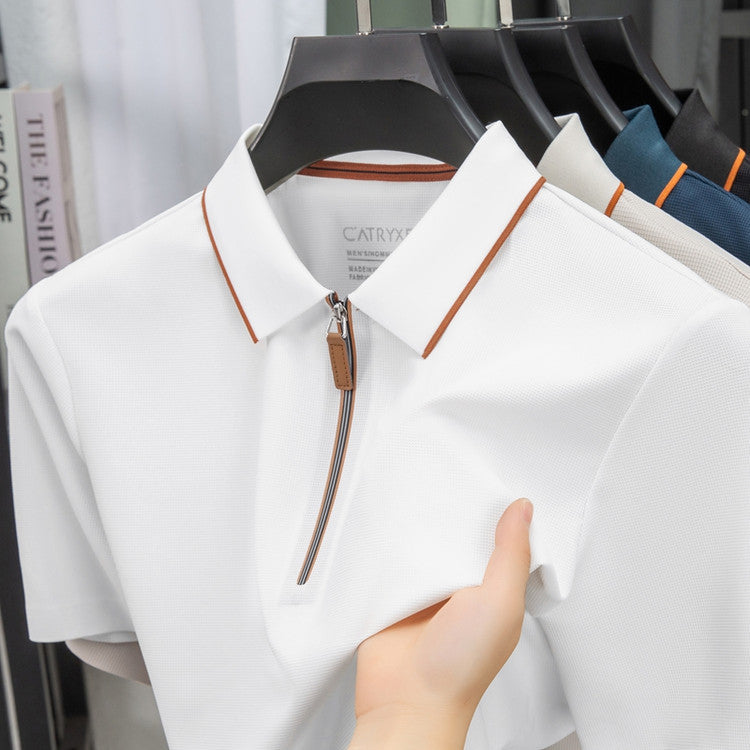 Herren Polohemd Modern Stehkragen Slim Fit