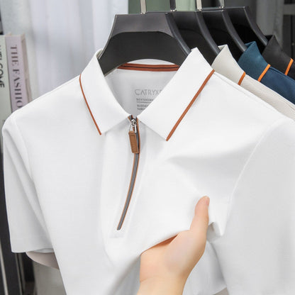 Herren Polohemd Modern Stehkragen Slim Fit