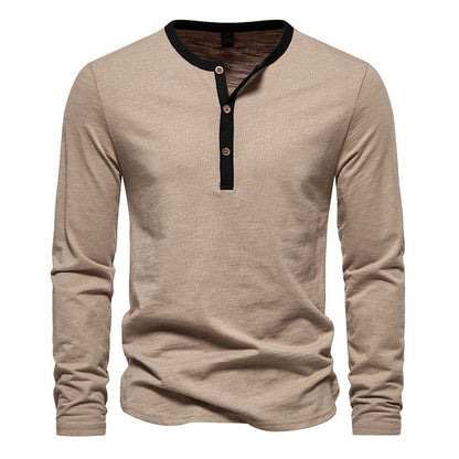 Herren Langarmshirt Henley Style KontrastkragenModern