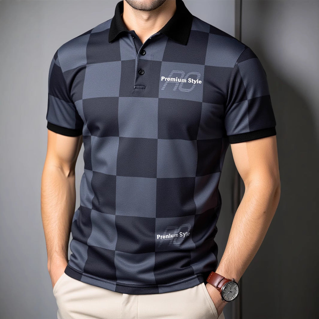 Herren Polo-Shirt Kariert Moderner Kragen SlimFit - BerlinGlamour