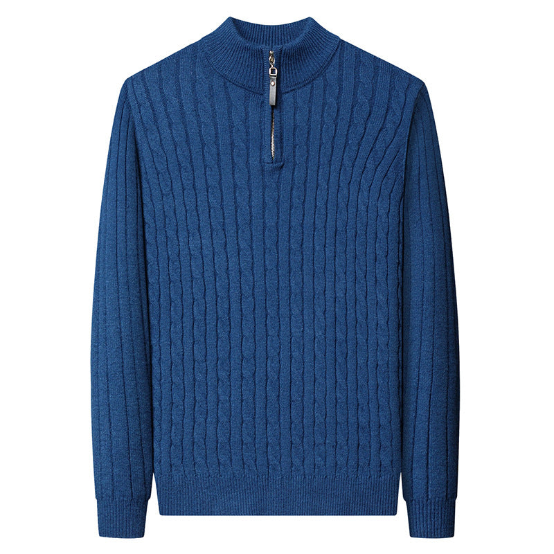 Strickpullover Herren Modern mit Reißverschluss und Struktur Details