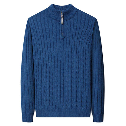 Strickpullover Herren Modern mit Reißverschluss und Struktur Details