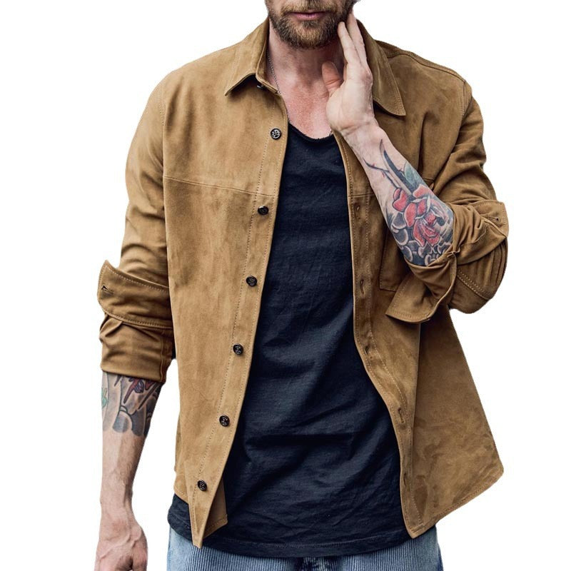 Lederjacke Herren Modern Wildleder mit Taschen Schwarz - BerlinGlamour