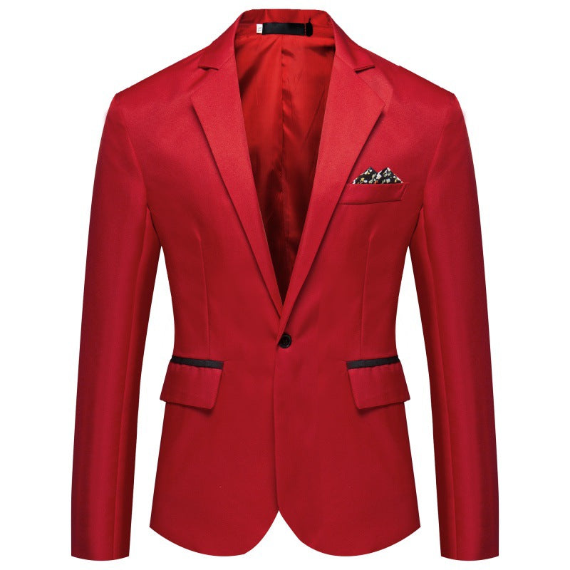 Herren Blazer Elegant Seide Optik Knopf Schließung Modern