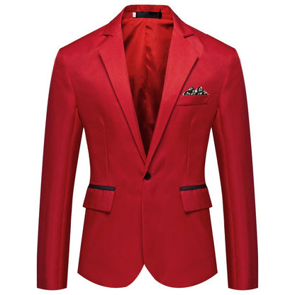 Herren Blazer Elegant Seide Optik Knopf Schließung Modern