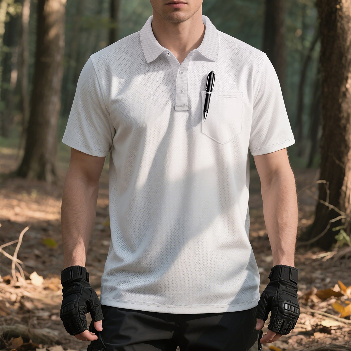 Herren Polo-Shirt atmungsaktiv mit Brusttasche Sportlich Modern