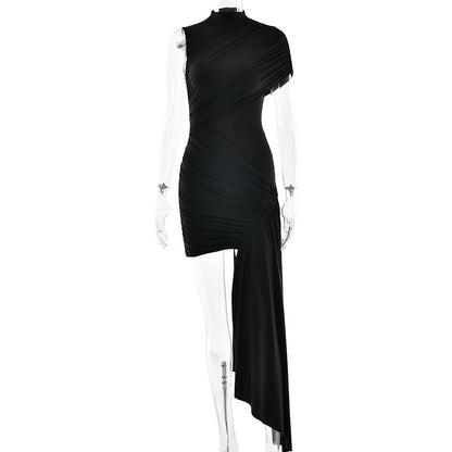 Kurzes Minikleid Damen Figurbetont Asymmetrisch Glamour