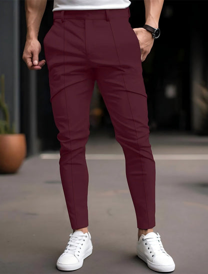 Herren Slim Fit Chino Hose Elastisch Vieltaschig Modern