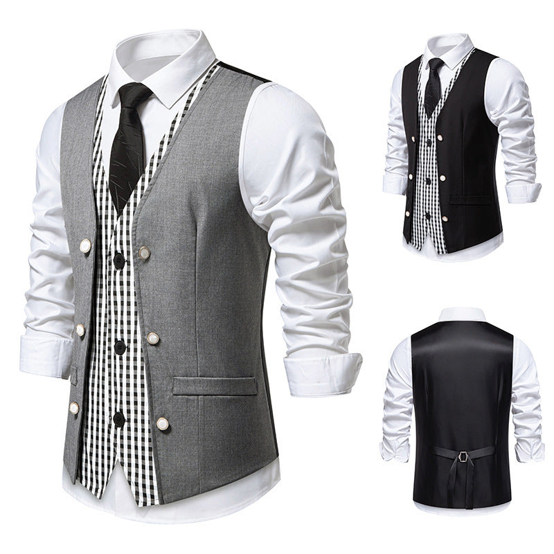 Herren Weste Elegant Kariert Modern