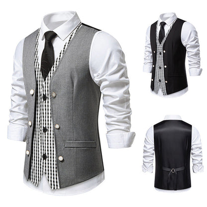 Herren Weste Elegant Kariert Modern