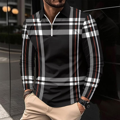Herren Langarmshirt Modern Karomuster Berlin Style