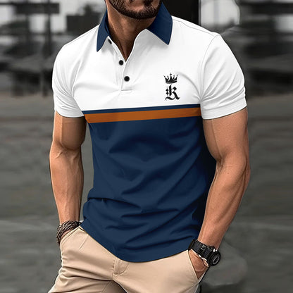 Herren T-Shirt Kurzarm Kontraststreifen Modern Sportlich