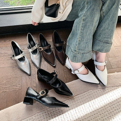 Damen Schuhe Mary Jane Blockabsatz Moderne Riemen Schuhe