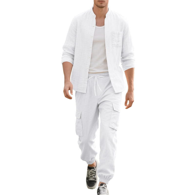Herren Hemdjacke Bequem Baumwoll Mit Taschen