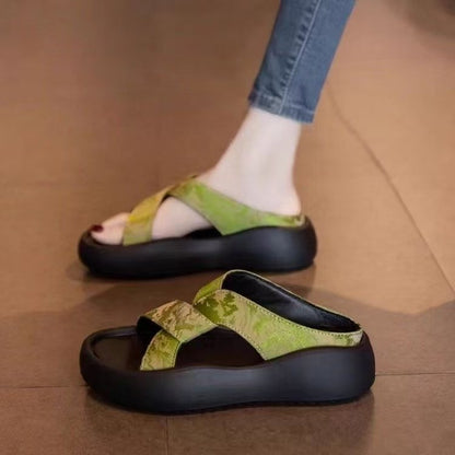 Damen Sandalen Bequem Slip-On mit Querriemen Rutschfest