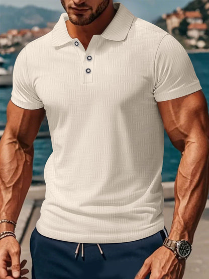 Herren Polohemd Klassisch Strukturiert Modern