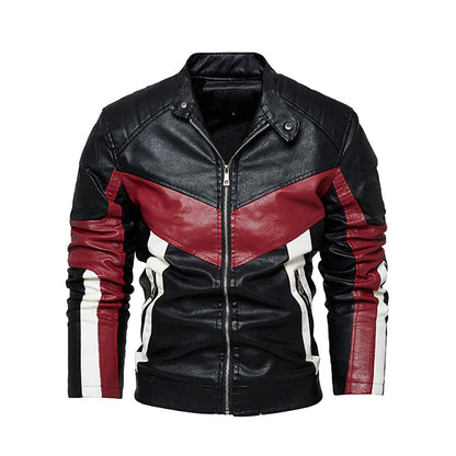 Leder Bikerjacke Herren Stylish Schwarz Ledermantel