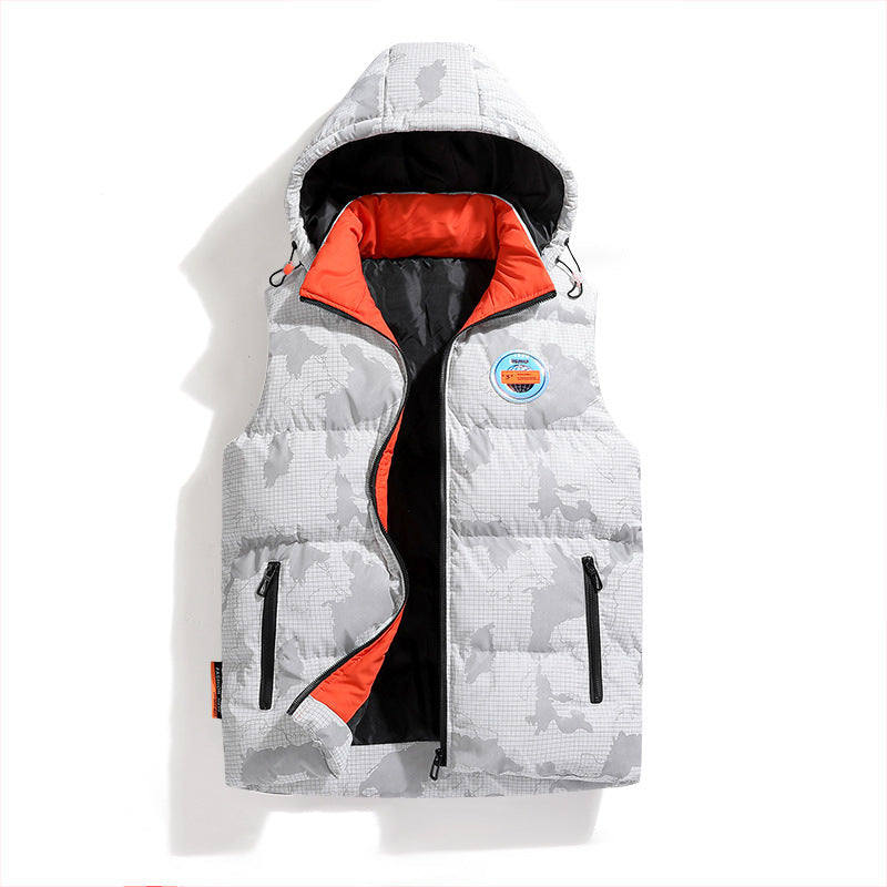Herren Steppweste Warm Verstellbare Kapuze Urban Style