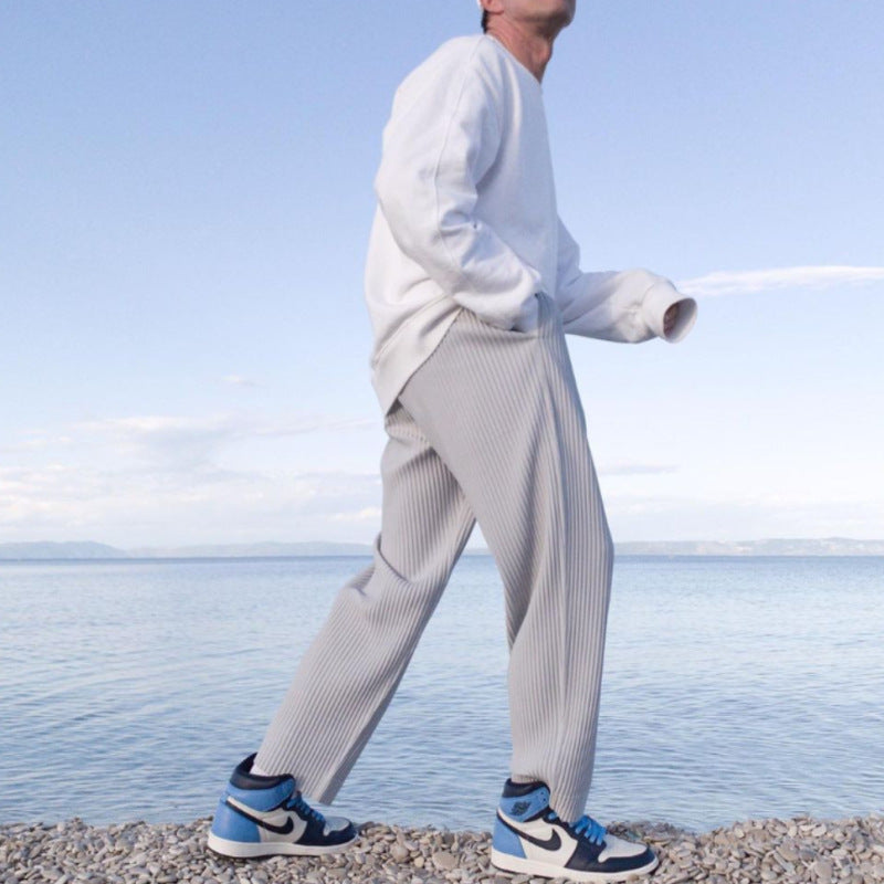 Herren Chino-Hose Plissiert Elastisch Modern