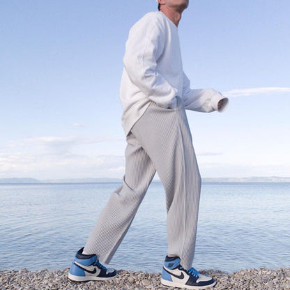 Herren Chino-Hose Plissiert Elastisch Modern