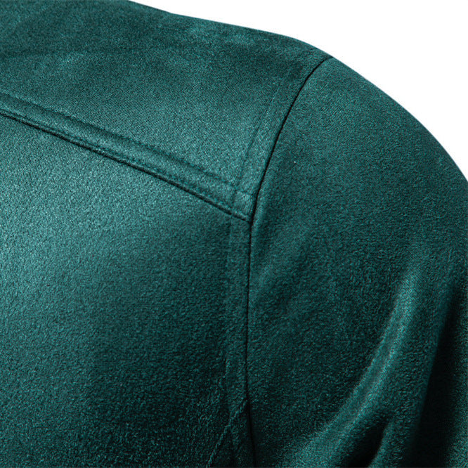 Herren Lederjacke Modern Stehkragen Mit Taschen Schwarz