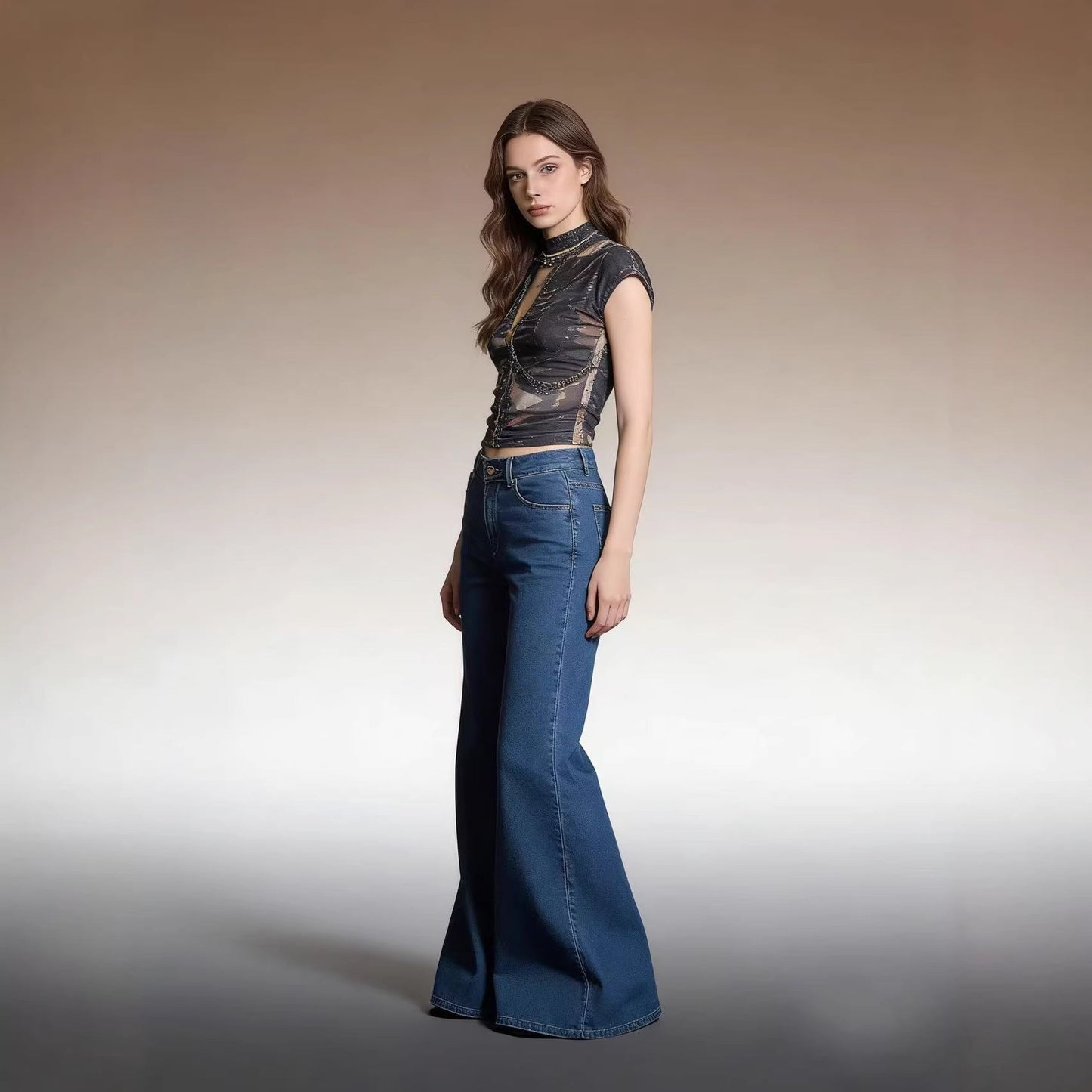 Damen Jeans Weite Bequem Elegant Schnitt
