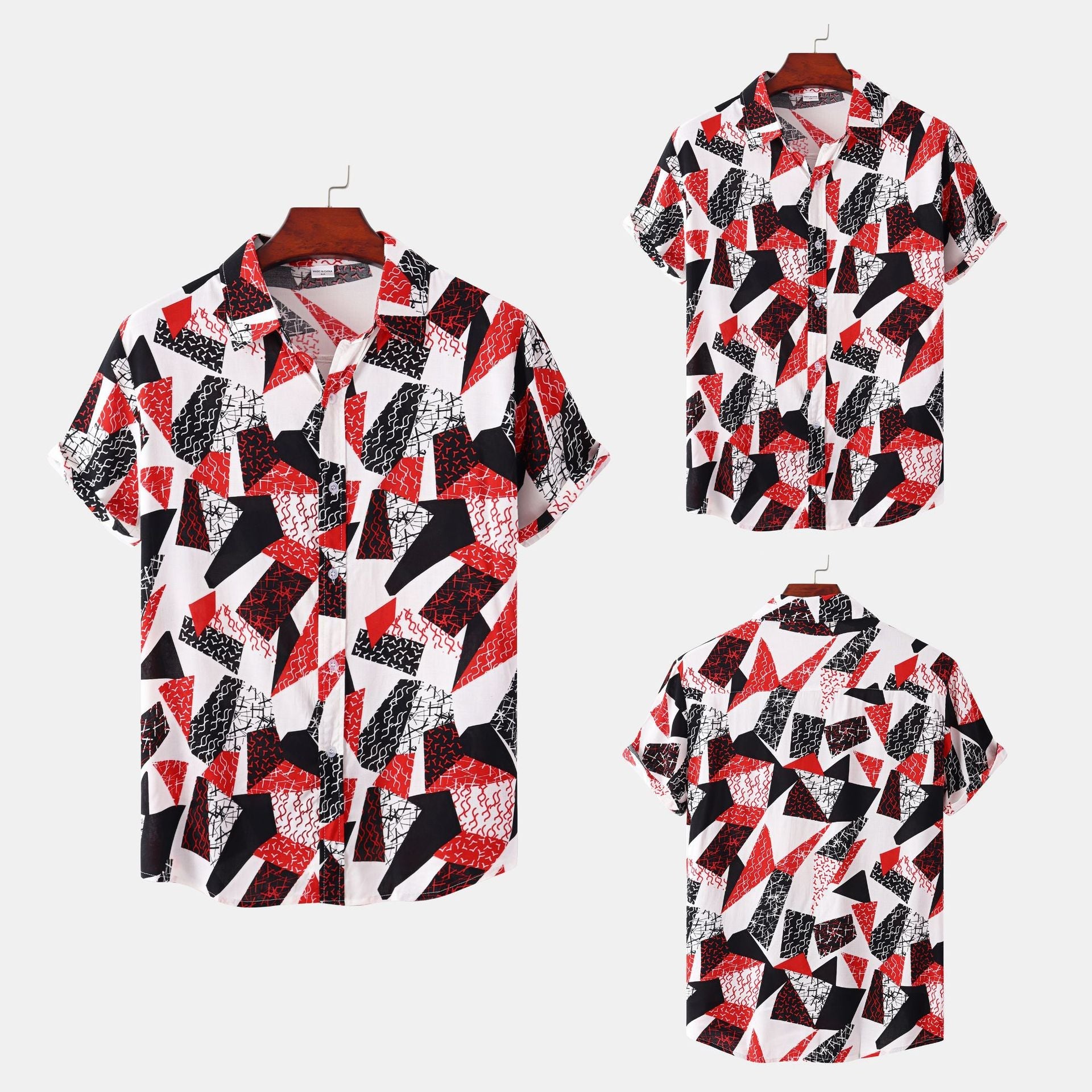 Herren Hemd Kurzarm atmungsaktiv Modern Geometrisch - BerlinGlamour