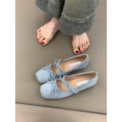 Damen Ballerinas Wildleder Schuhe mit Schleife Elegant - BerlinGlamour