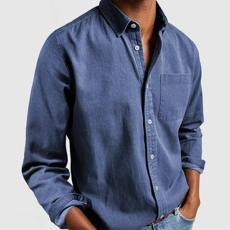 Herren Leichtes Freizeithemd Baumwolle Relaxed Fit