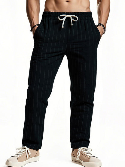 Herren Freizeithose Bequem Gestreift Modern - BerlinGlamour
