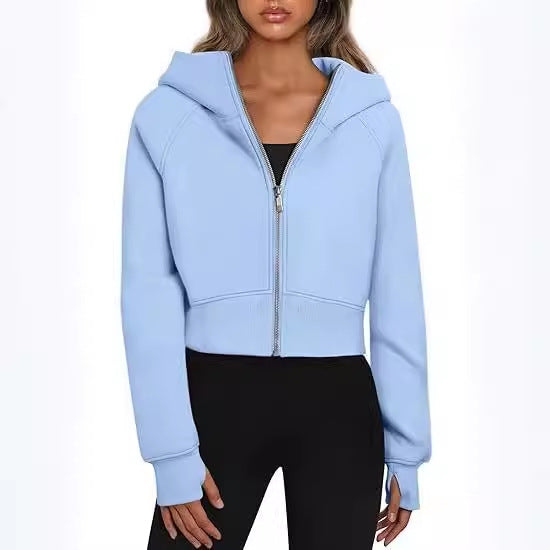 Kapuzenjacke Damen Kurz Reißverschluss Modern - BerlinGlamour