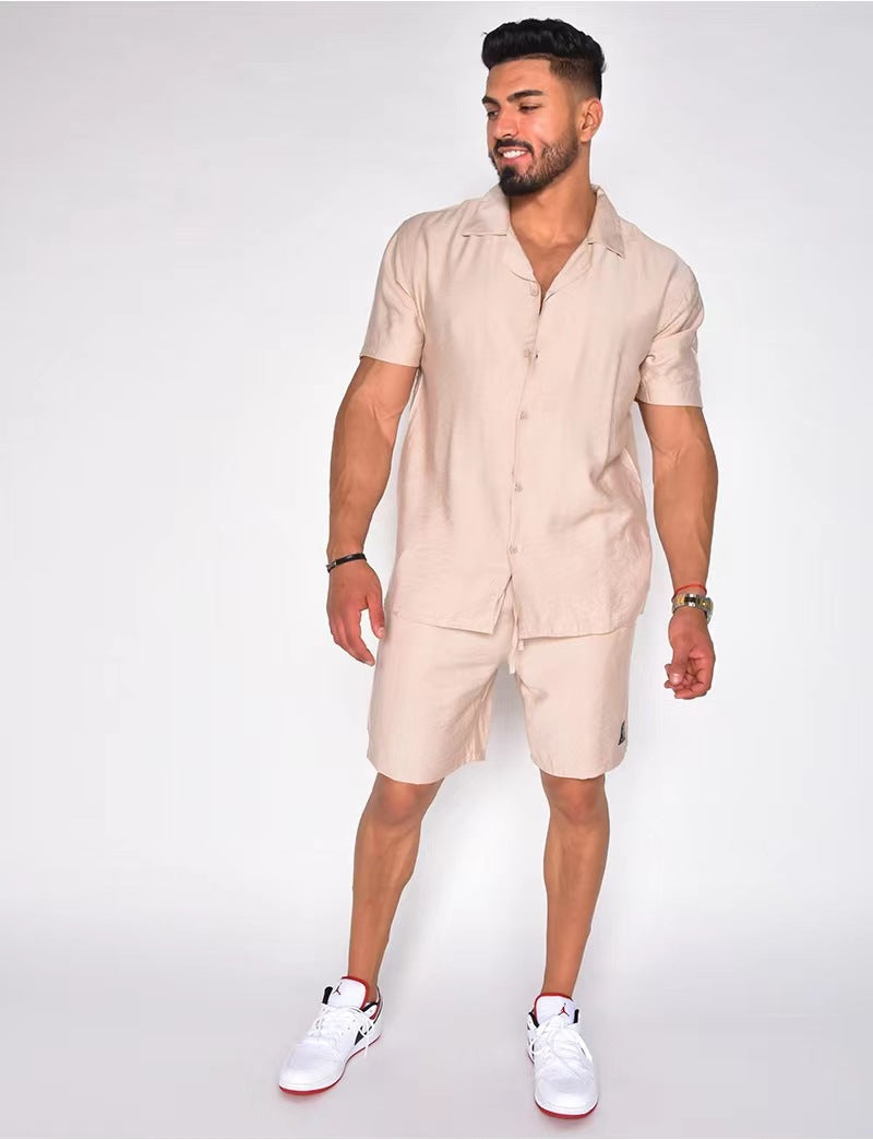 Herren Hemd Kurzarm Button Down Modern Set