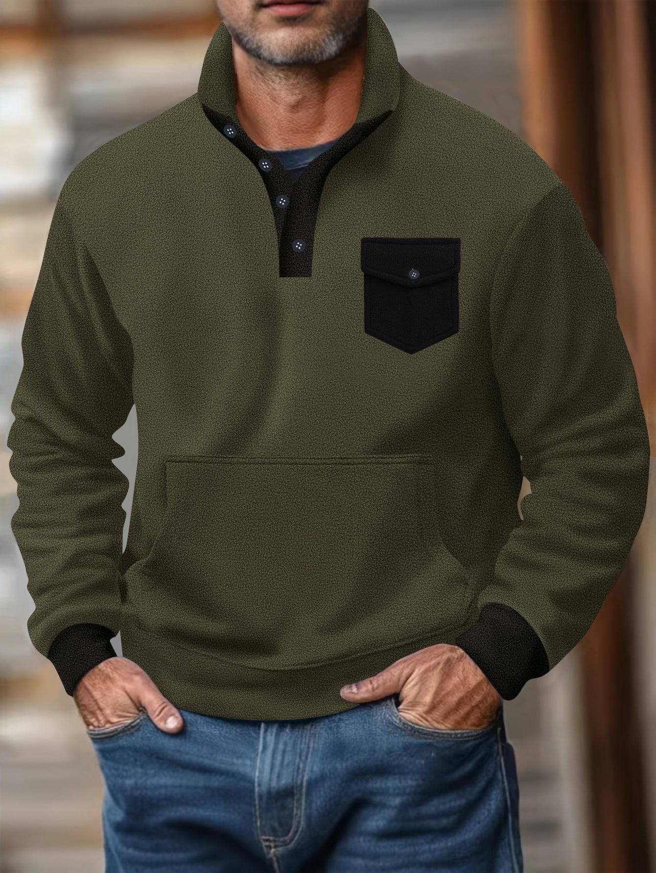 Herren Pullover Lässig mit Brusttasche Modern