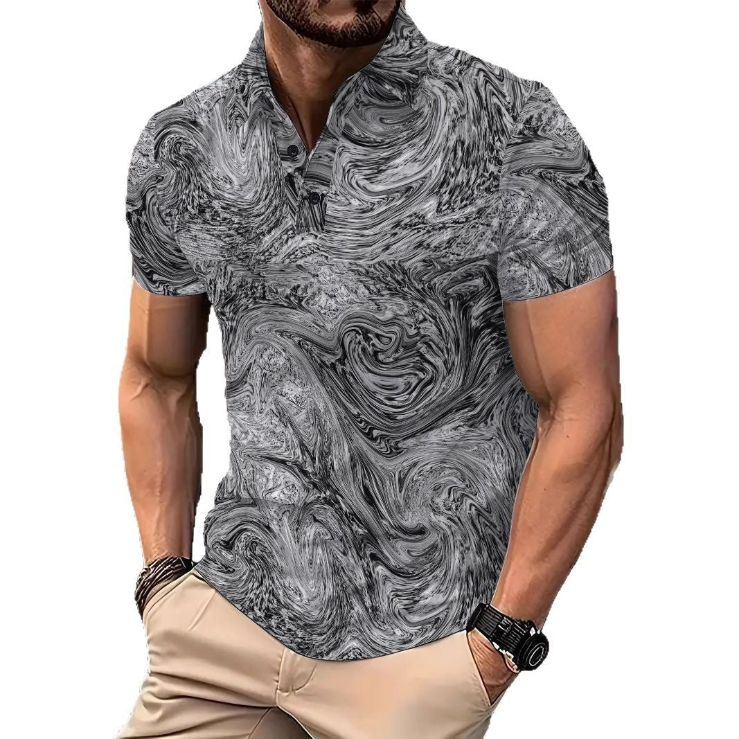 Herren Poloshirt Kurzarm Modernes Wellenmuster Berlin