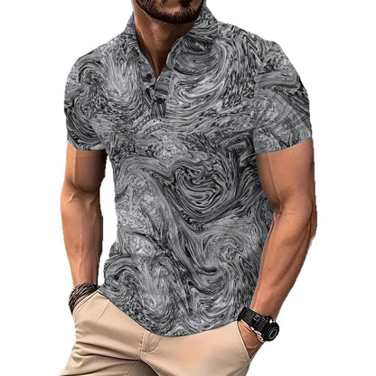 Herren Poloshirt Kurzarm Modernes Wellenmuster Berlin