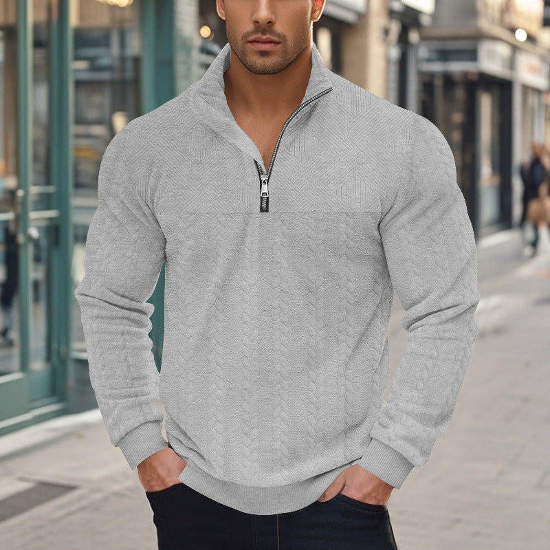 Herren Fleecepullover Strukturiert Hochkragen Modern