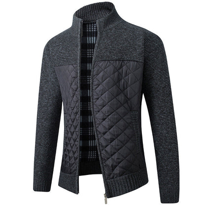 Herren Steppjacke Strickdetails Hochkragen Winter - BerlinGlamour