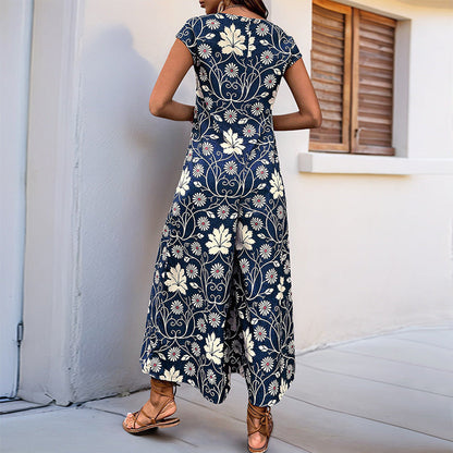 Damen Jumpsuit Floralmuster Mit Taschen
