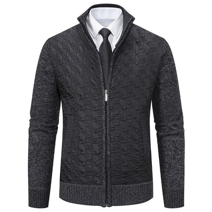 Herren Strickjacke Steppdesign Modern Schwarz