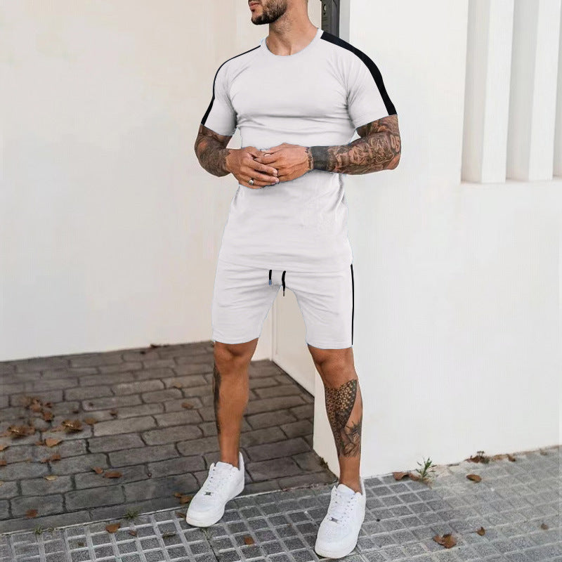 Herren Sport Set Kurzarm mit Kontraststreifen Modern - BerlinGlamour