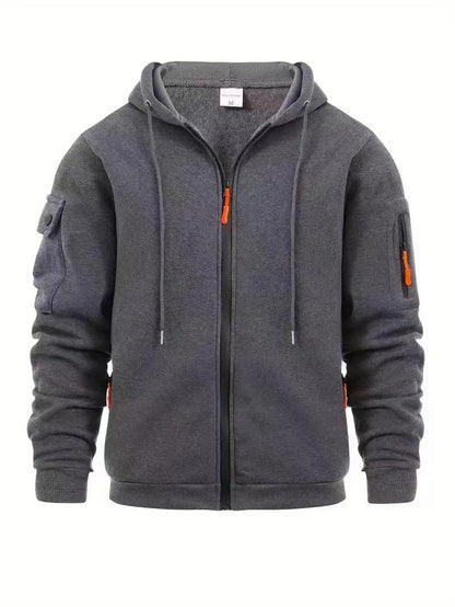 Herren Kapuzenjacke Funktionell Reißverschluss Taschen Sportlich