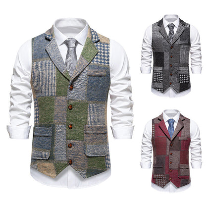Herren Weste Patchwork Design Elegant Modern