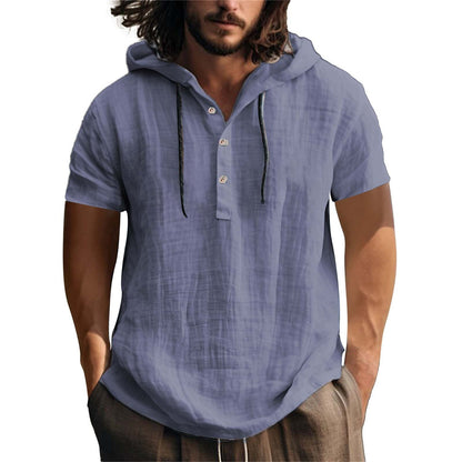 Herren Hoodie Kurzarm Lässig Mit Knöpfen Modern