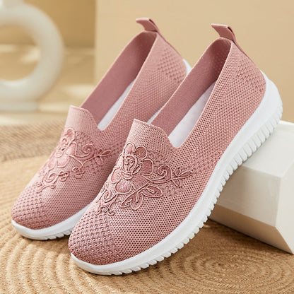 Damen Sneaker Bequem Blumenmuster Slip-On Schuhe - BerlinGlamour