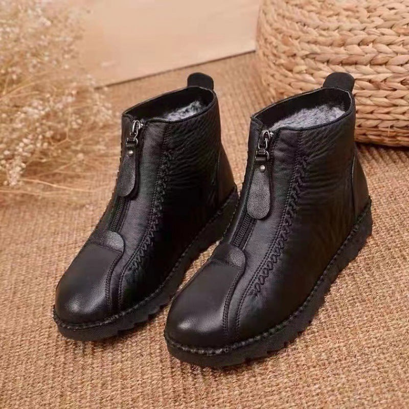 Damen Stiefeletten Bequem Reißverschluss Warme Winterstiefel