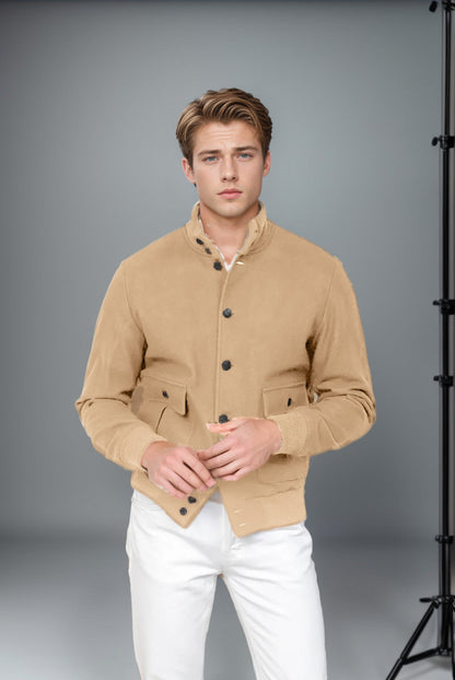 Herren Übergangsjacke Lässig Mit Taschen und Hochem Kragen