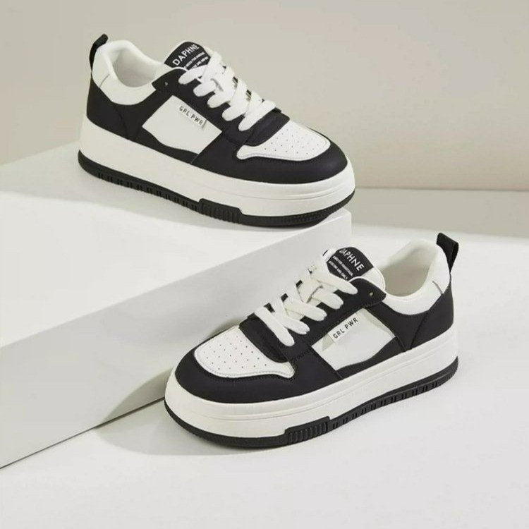 Damen Sneaker Hohe Sohle Atmungsaktiv Leder Sportschuhe